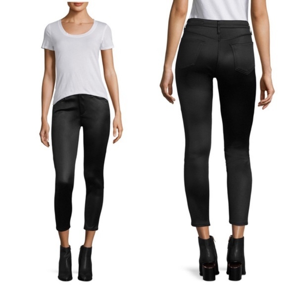 satin high waisted skinny pants